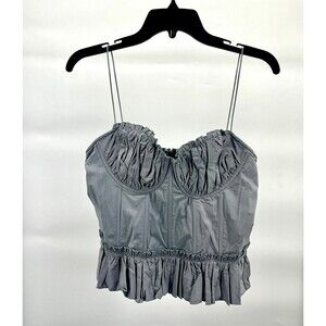 Women's Corset Top - En Saison by Lala Gray Spaghetti Strap Zip Up Size L